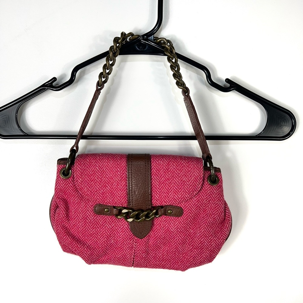J Crew tweed Plaid Wool Satchel Handbag Bronze hardware herringbone Y2K 90s